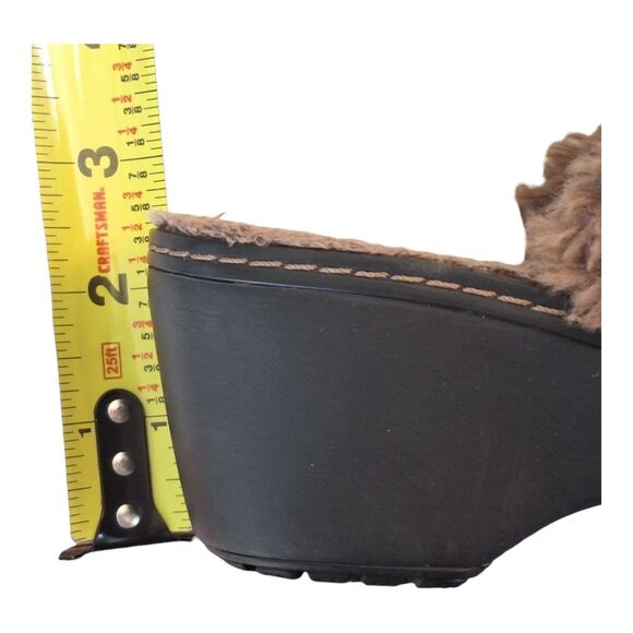 Crocs Clog Cobbler Eva Brown Suede Faux Fur Lined Slip On Mule Chunky Boho sz 7 - Picture 8 of 12